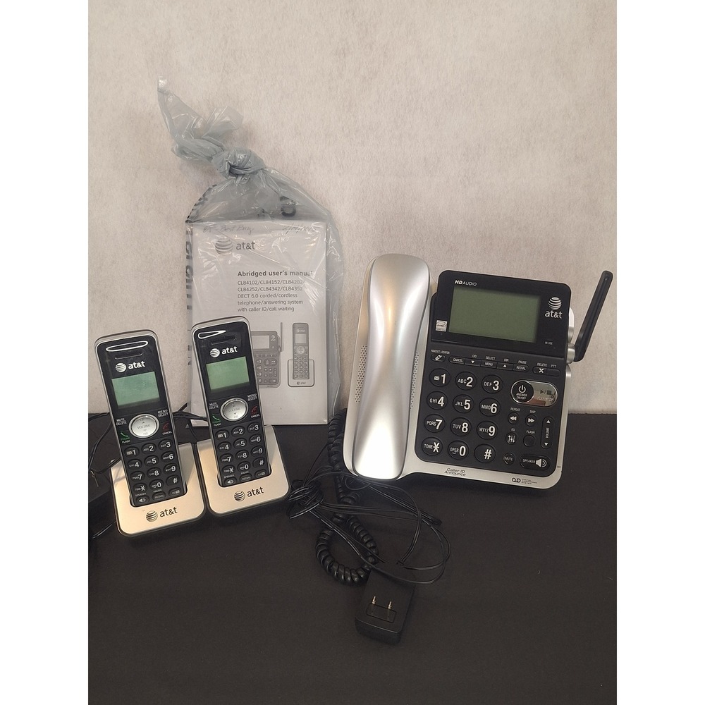 AT&T Home Phone Corded / Cordless 2 Handset Answering System CL84202 DECT 6.0*^*